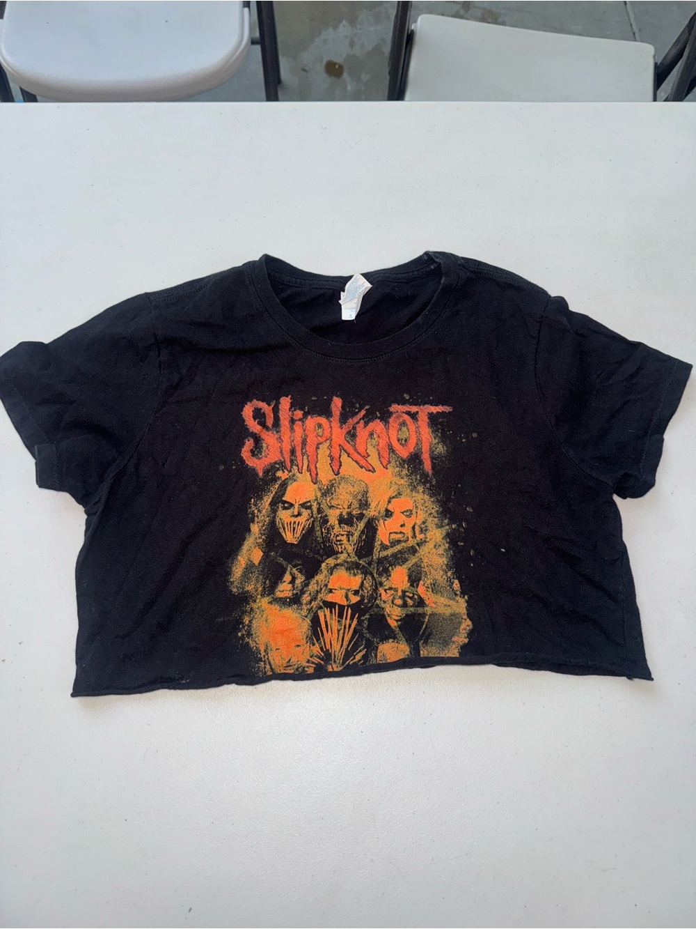 Slipknot Black & Orange Cropped Band Tee